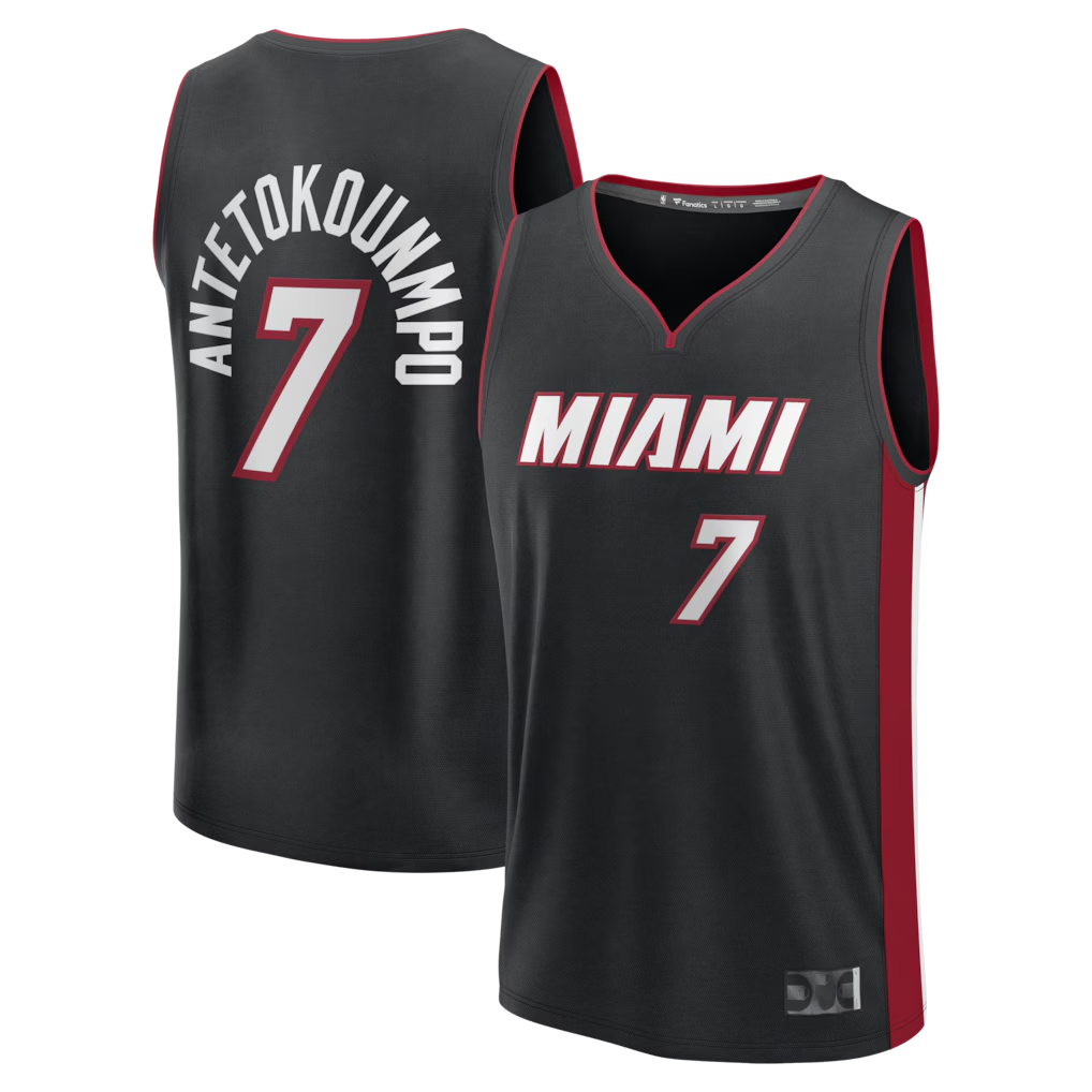 harde M.Heat #7 Giannis Antetokounmpo Black Fast Break Jerseys - Icon Edition