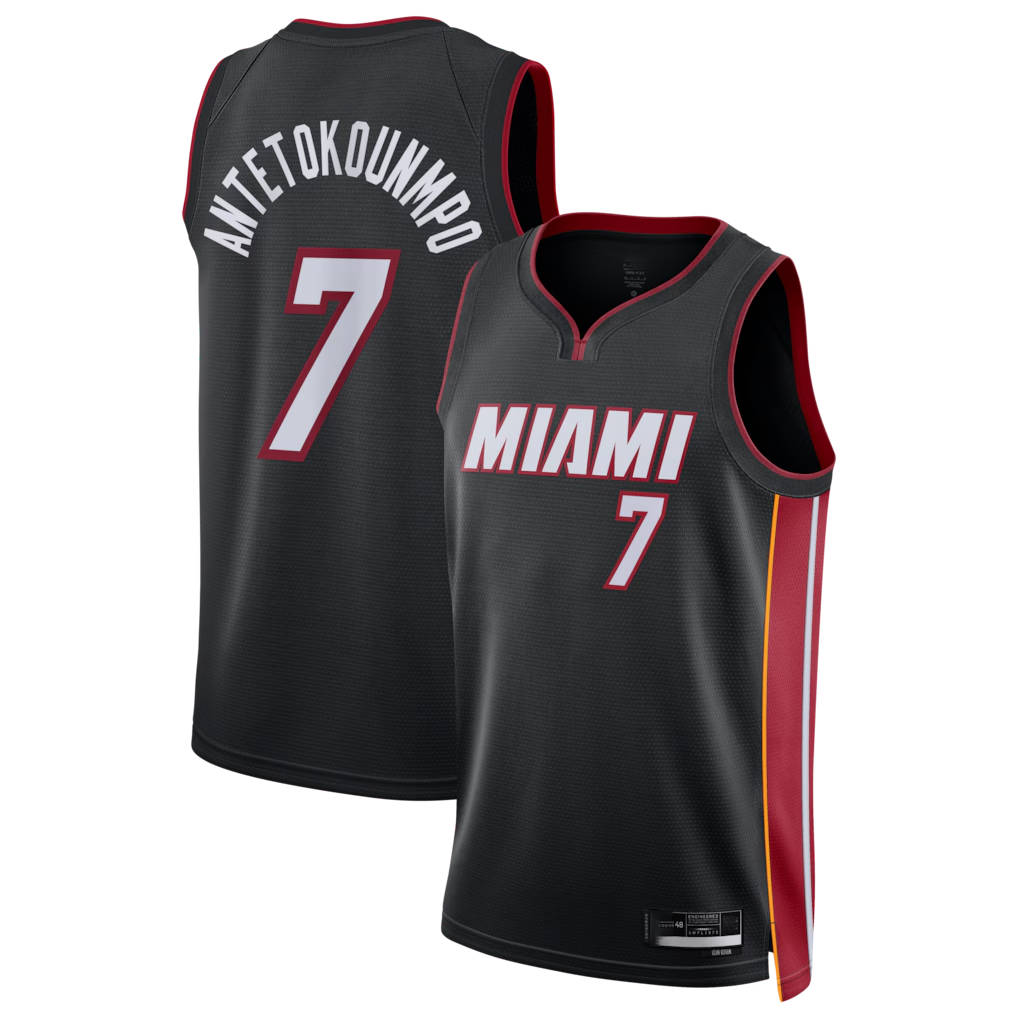 harde M.Heat #7 Giannis Antetokounmpo Black Swingman Jerseys - Icon Edition