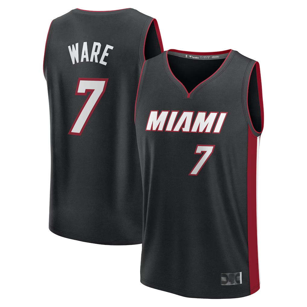 harde M.Heat #7 Kel'el Ware Black Fast Break Replica Player Jerseys - Icon Edition