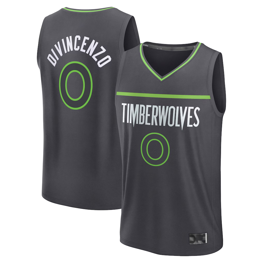 harde M.Timberwolves #0 Donte DiVincenzo Charcoal Fast Break Replica Player Stitched Jerseys - Statement Edition