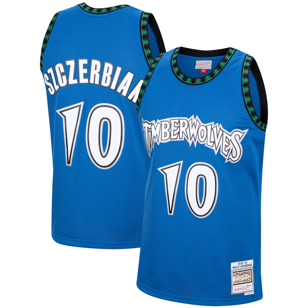 harde M.Timberwolves #10 Wally Szczerbiak Mitchell & Ness Blue 2003-2004 Hardwood Classics Swingman Stitched Jerseys