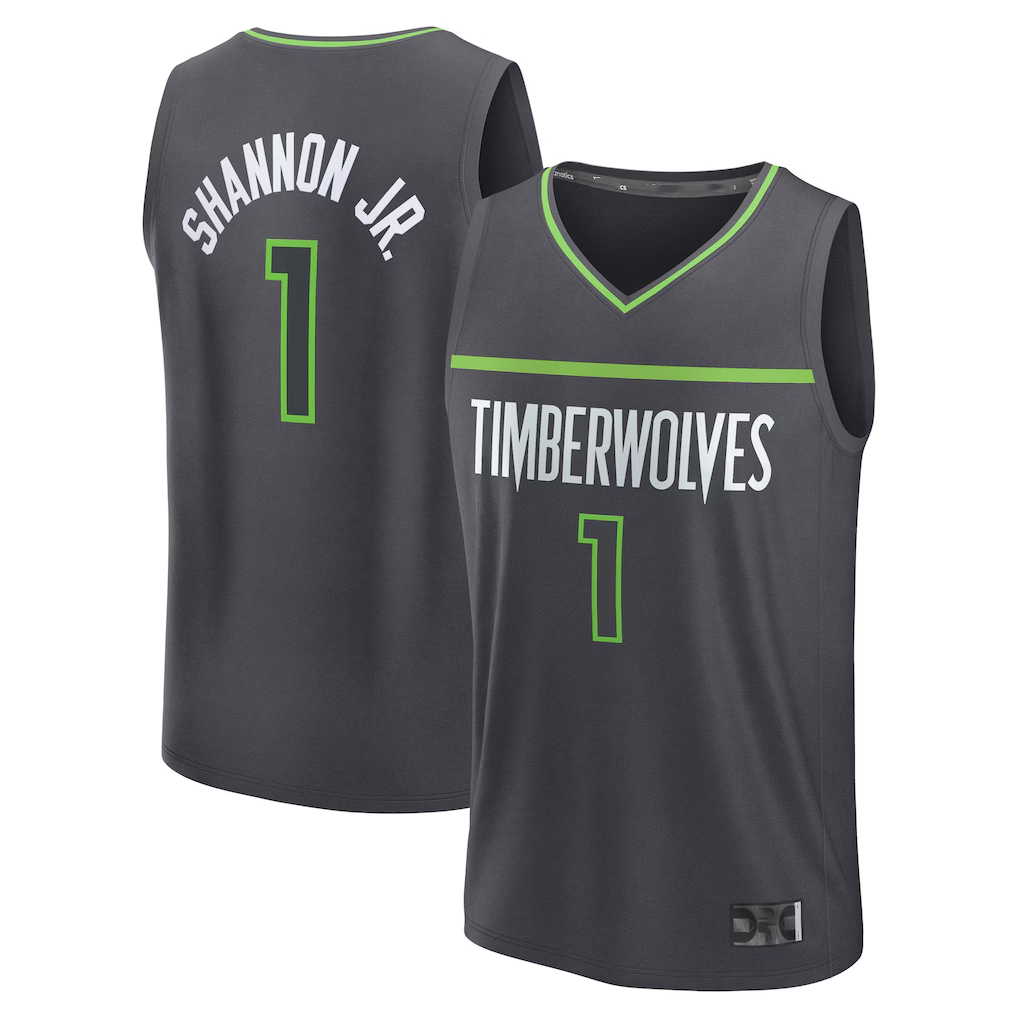 harde M.Timberwolves #1 Terrence Shannon Jr. Anthracite Fast Break Replica Stitched Jerseys - Statement Edition