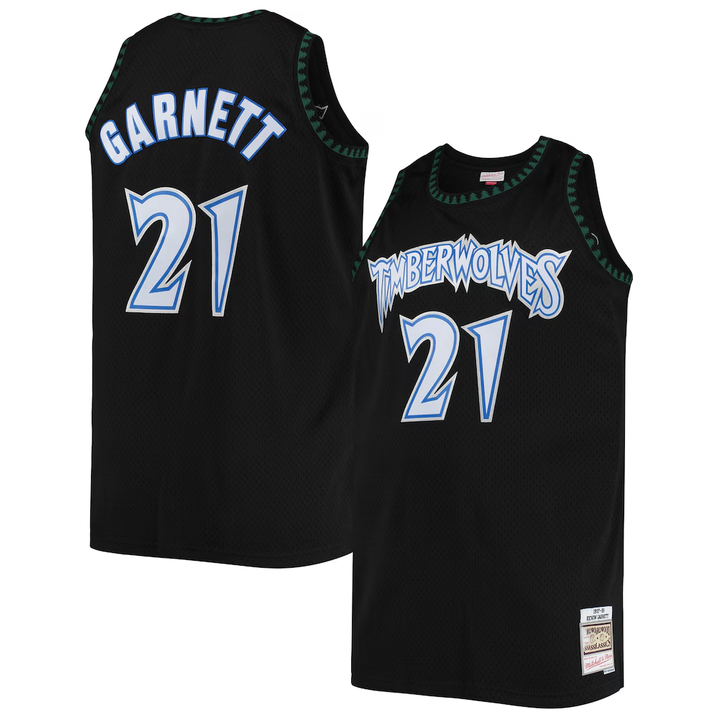 harde M.Timberwolves #21 Kevin Garnett Mitchell & Ness Black 1997-1998 Big & Tall Hardwood Classics Swingman Stitched Jerseys