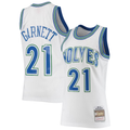 harde M.Timberwolves #21 Kevin Garnett Mitchell & Ness White 1995-1996 Hardwood Classics Swingman Stitched Jerseys
