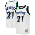 harde M.Timberwolves #21 Kevin Garnett Mitchell & Ness White Hardwood Classics Swingman Stitched Jerseys