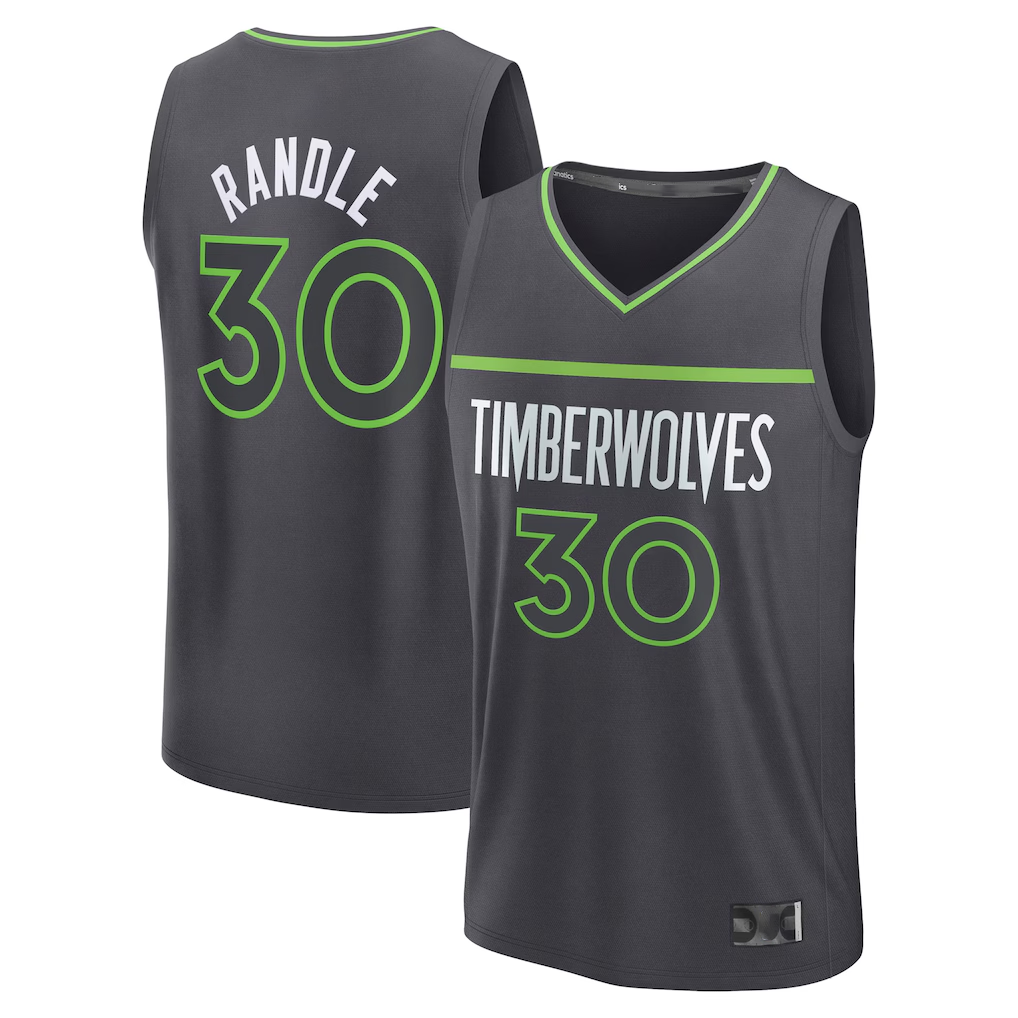 harde M.Timberwolves #30 Julius Randle Charcoal Fast Break Replica Player Stitched Jerseys - Statement Edition
