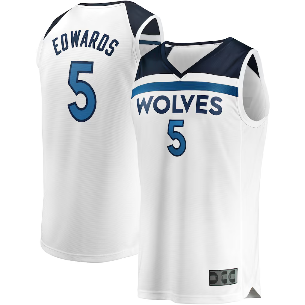 harde M.Timberwolves #5 Anthony Edwards White Fast Break Replica Player Stitched Jerseys - Association Edition