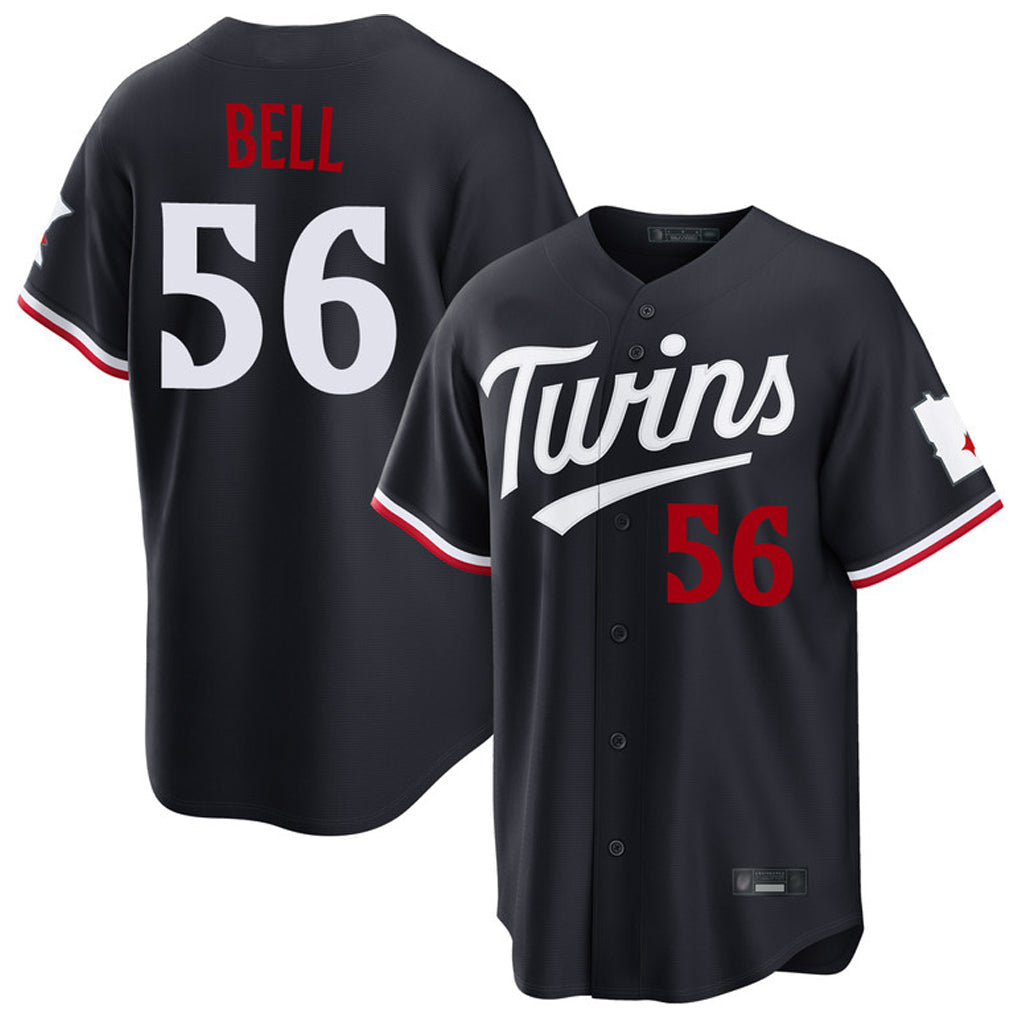 harde M.Twins #56 Josh Bell Player Navy Home Game Stitched Jerseys