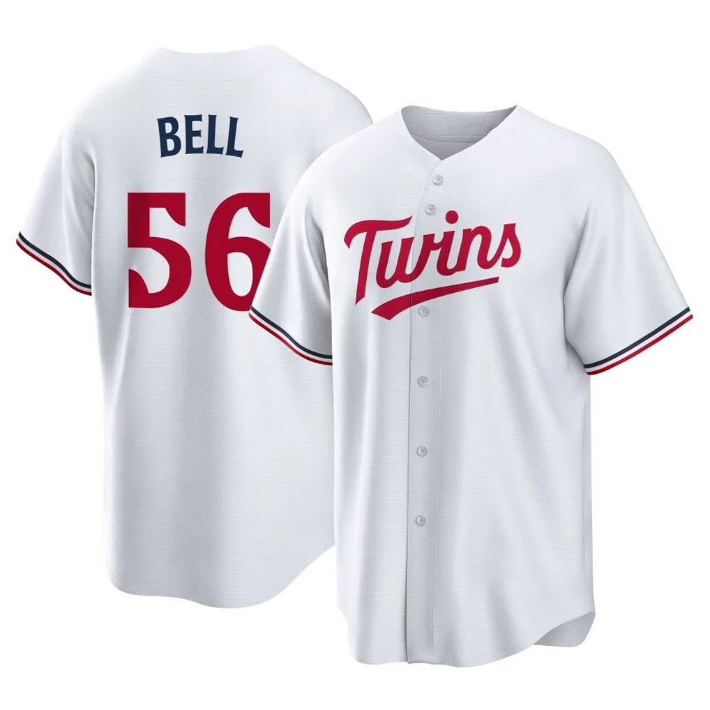 harde M.Twins #56 Josh Bell Player White Home Game Stitched Jerseys
