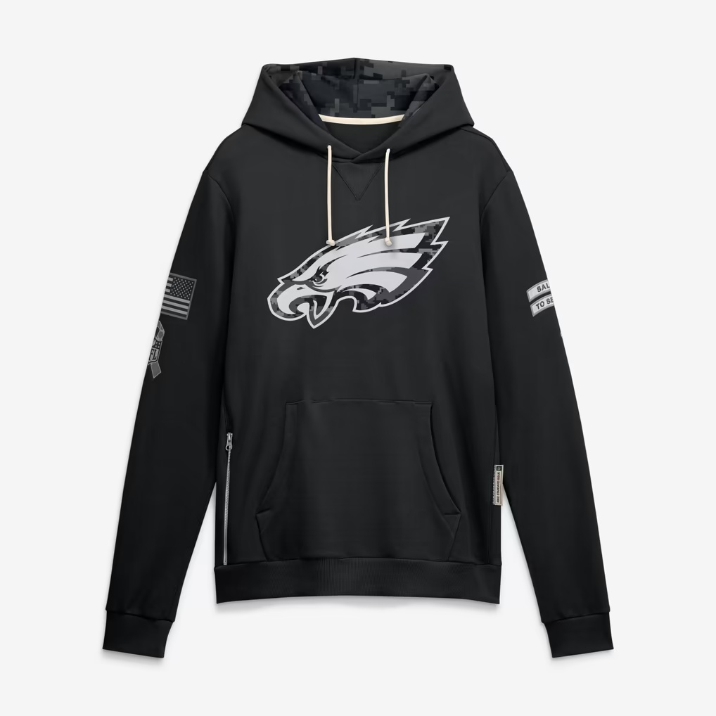 harde P.Eagles Black 2026 Salute to Service Sideline Dri-FIT Pullover Hoodie Jerseys