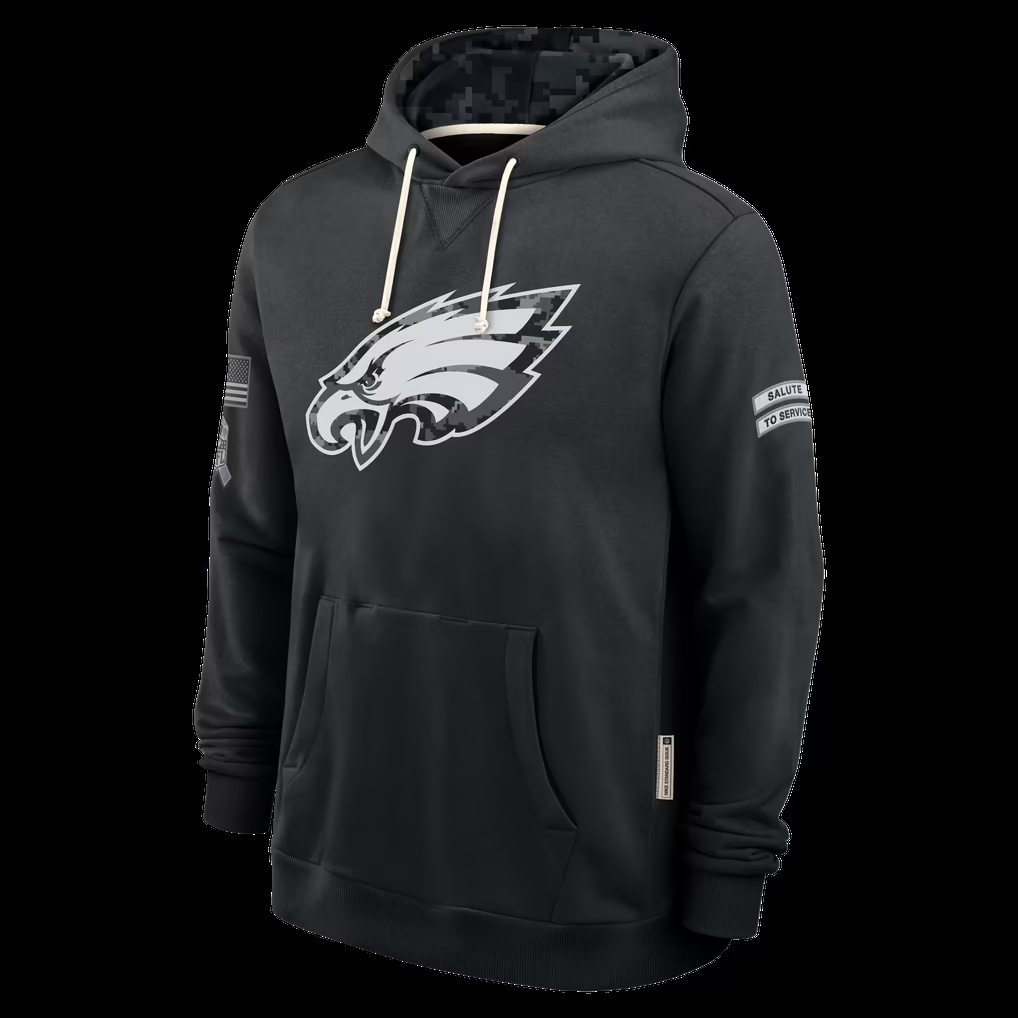 harde P.Eagles Black 2026 Salute to Service Sideline Dri-FIT Pullover Hoodie Jerseys