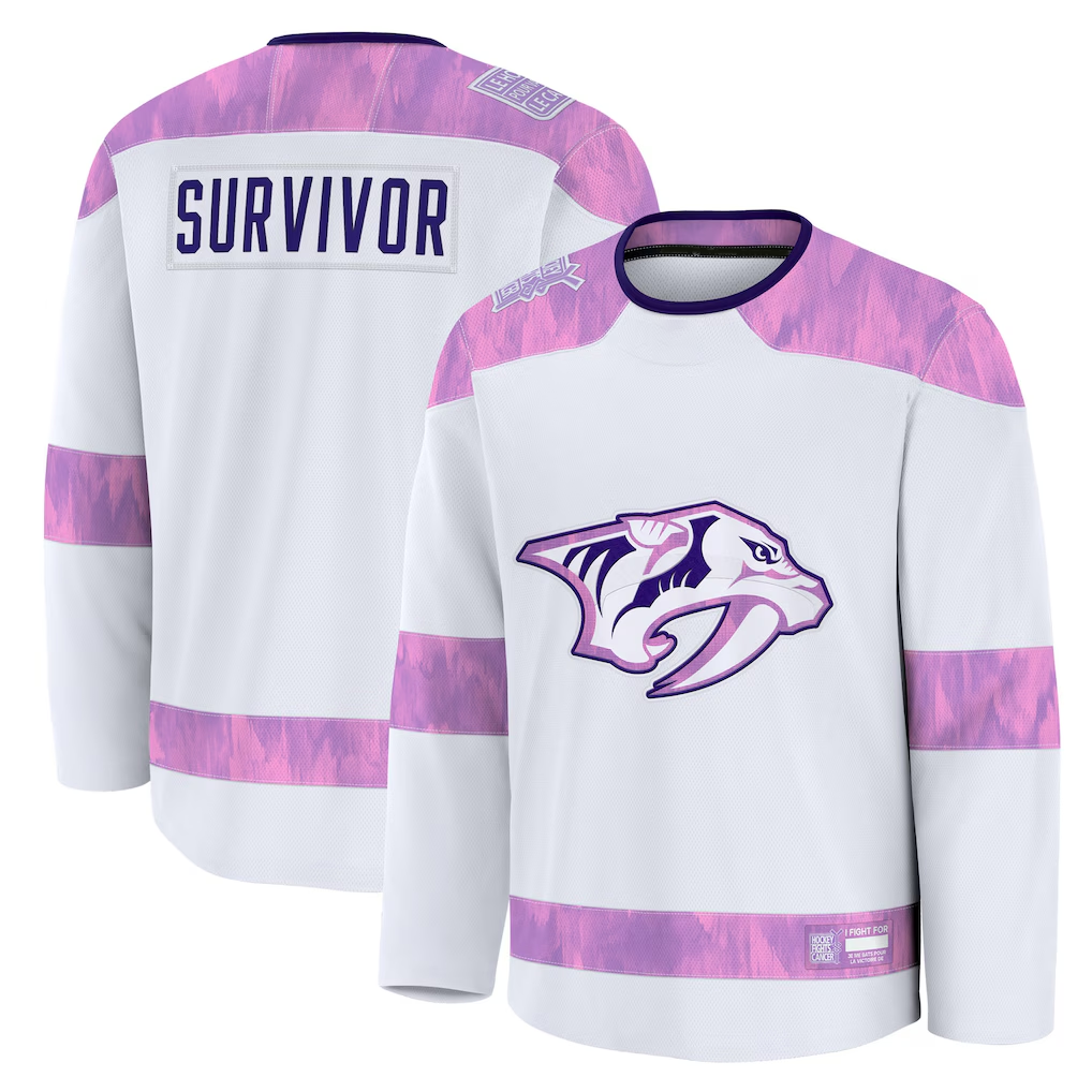 harde N.Predators White Hockey Fights Cancer Survivor Practice Jerseys
