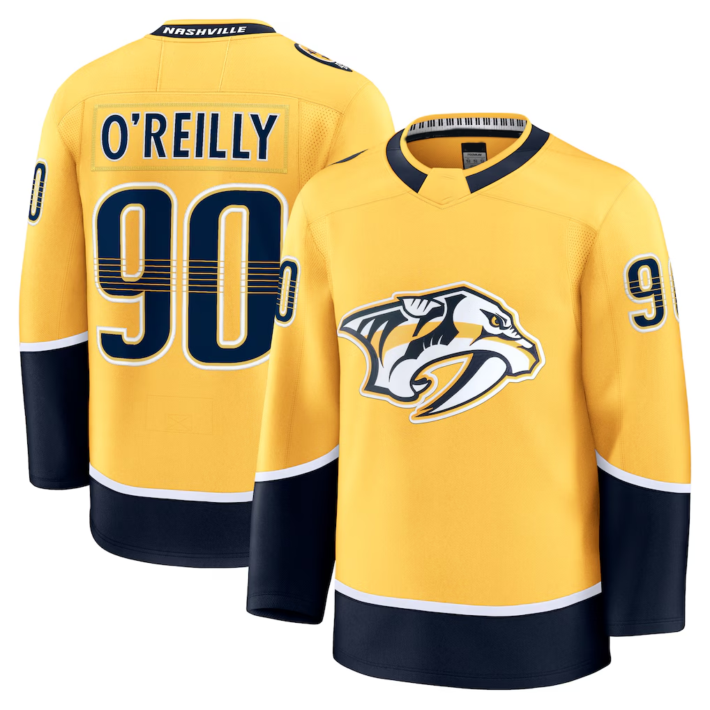 harde N.Predators #90 Ryan O'Reilly Yellow Home Premium Jerseys
