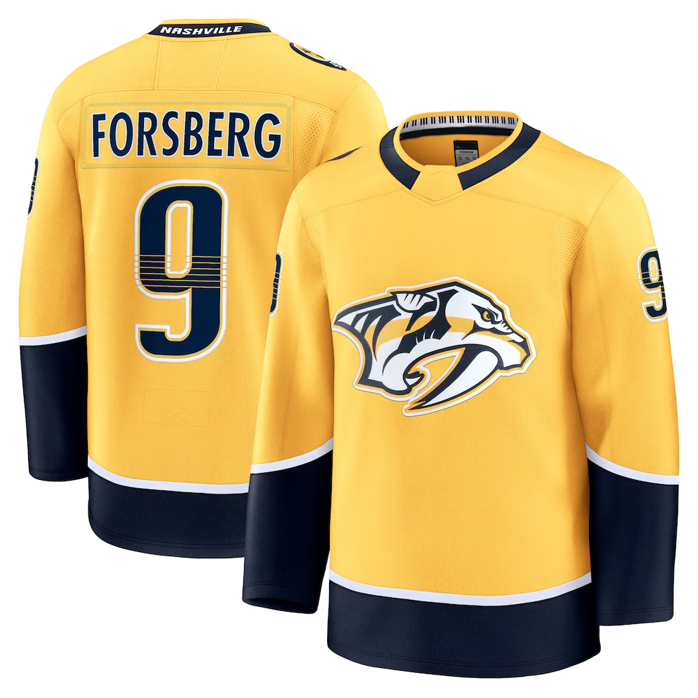 harde N.Predators #9 Filip Forsberg Gold Home Premium Jerseys