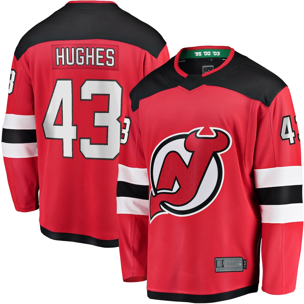 harde N.Jersey Devils #43 Luke Hughes Red Home Breakaway Player Jerseys