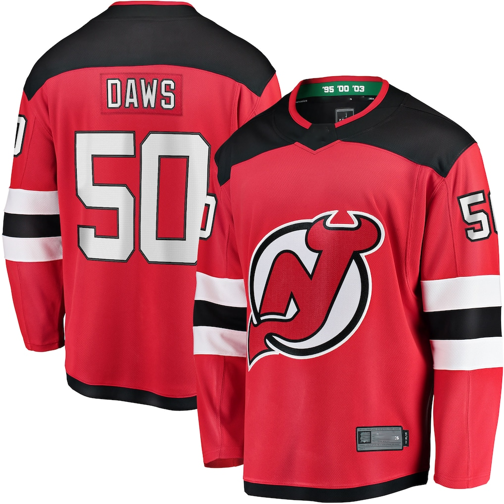 harde N.Jersey Devils #50 Nico Daws Red Home Breakaway Player Jerseys