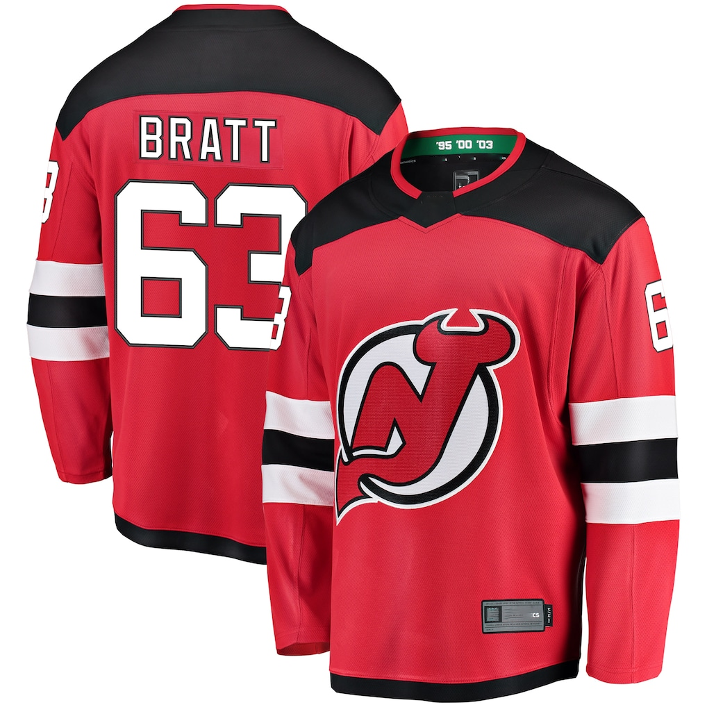 harde N.Jersey Devils #63 Jesper Bratt Red Home Breakaway Player Jerseys