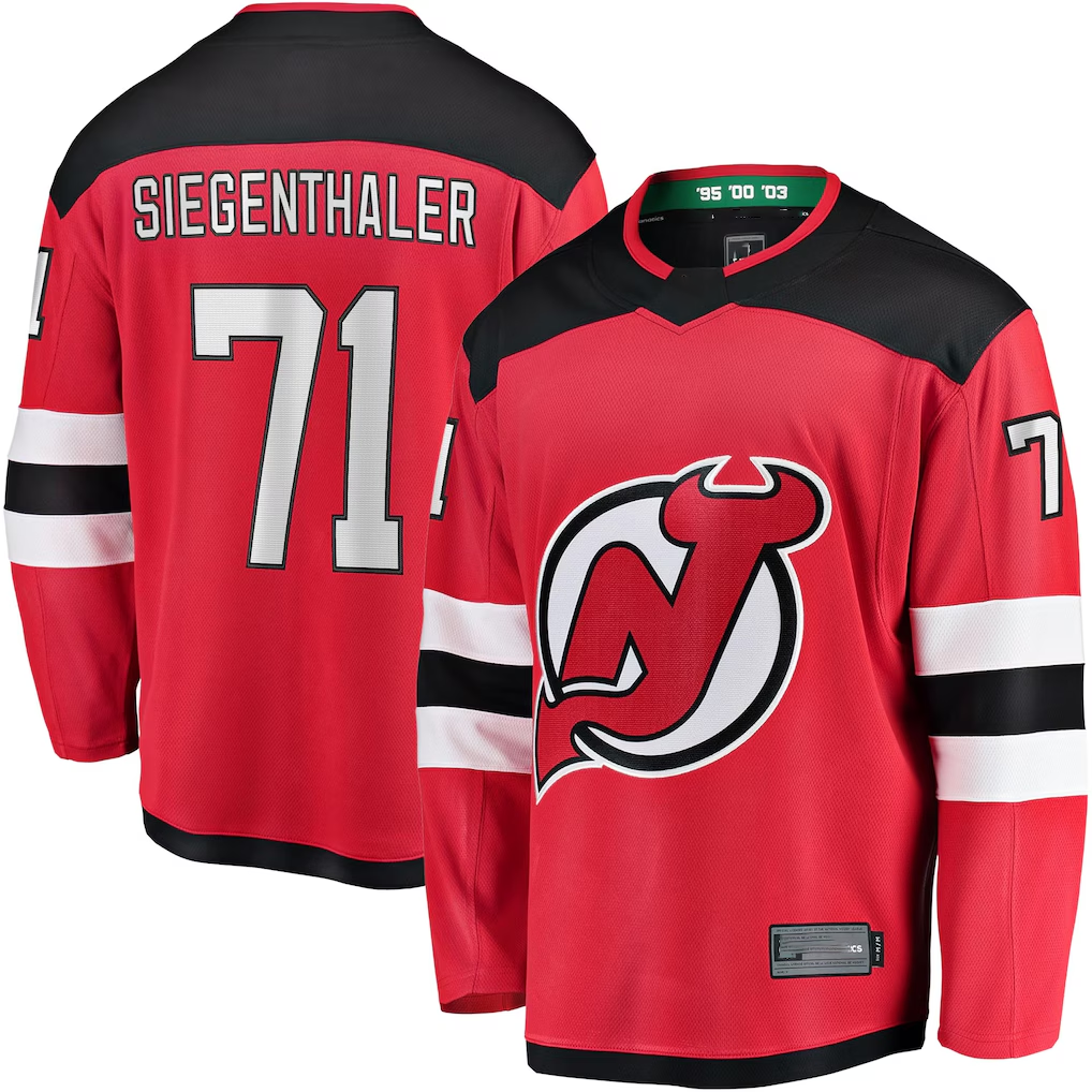 harde N.Jersey Devils #71 Jonas Siegenthaler Red Home Breakaway Player Jerseys