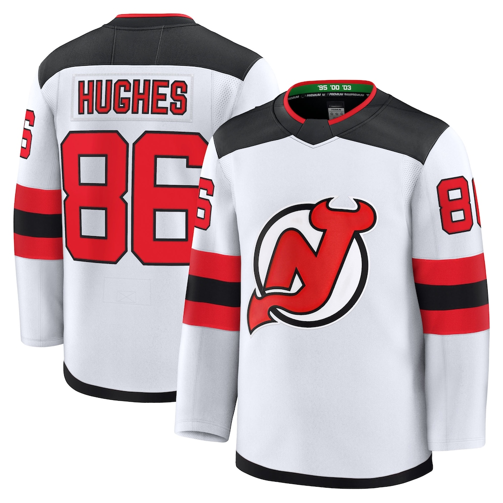 harde N.Jersey Devils #86 Jack Hughes White Away Premium Jerseys