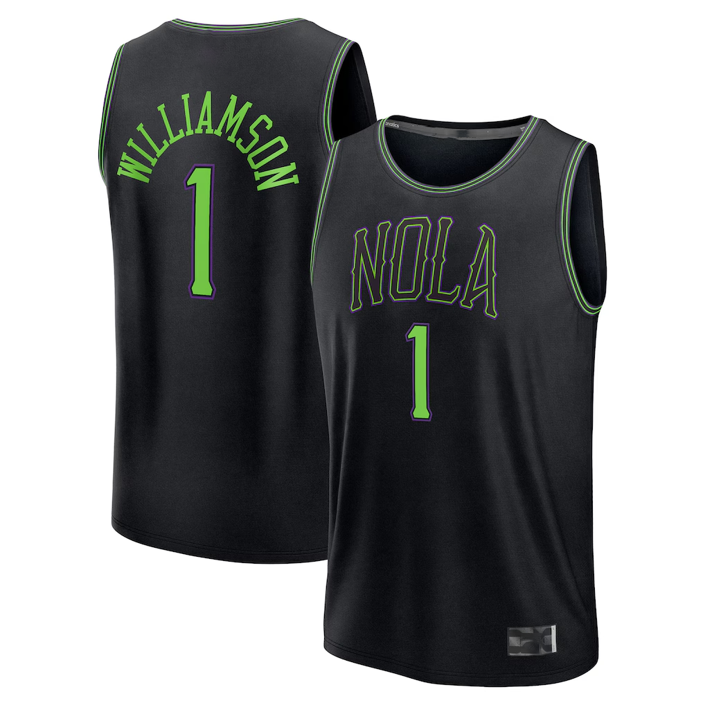 harde NO.Pelicans #1 Zion Williamson Black 2025-2026 City Edition Fast Break Stitched Jerseys