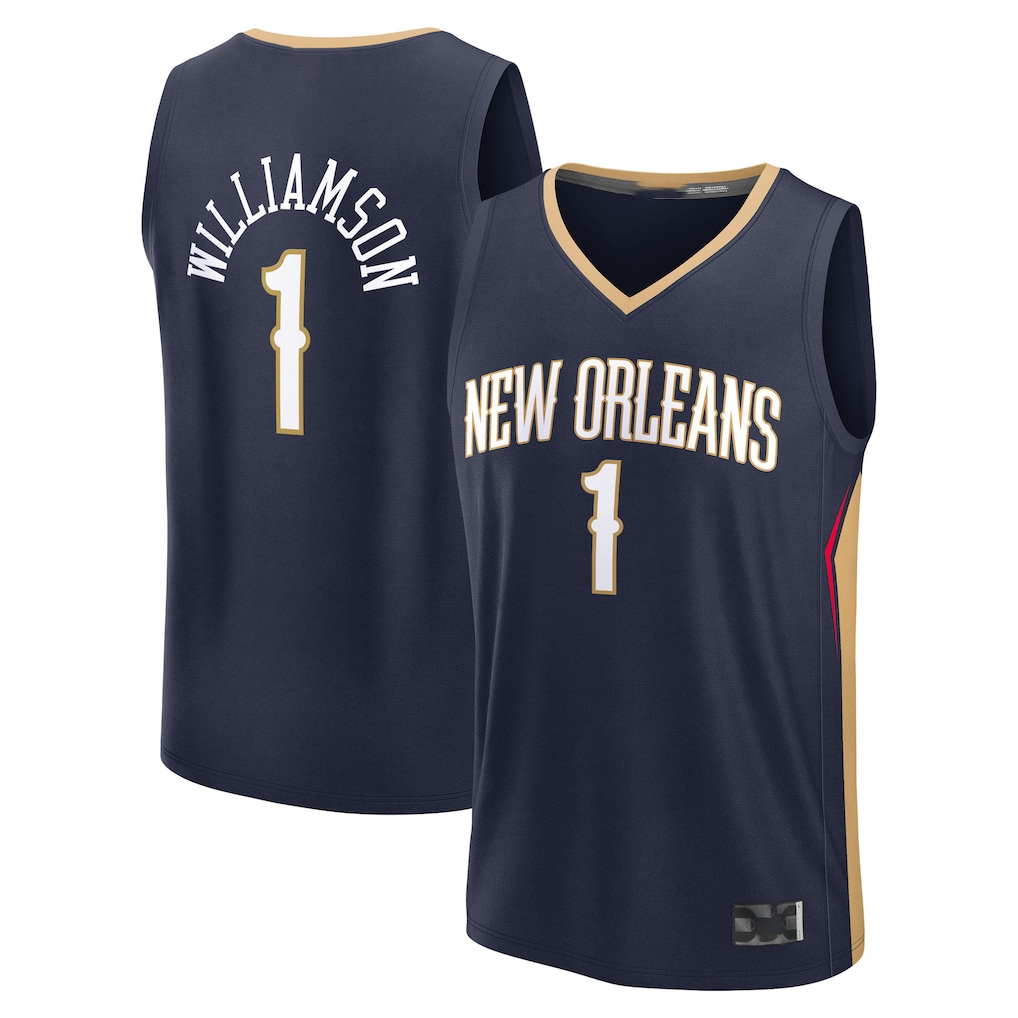 harde NO.Pelicans #1 Zion Williamson Navy Replica Fast Break Stitched Jerseys- Icon Edition