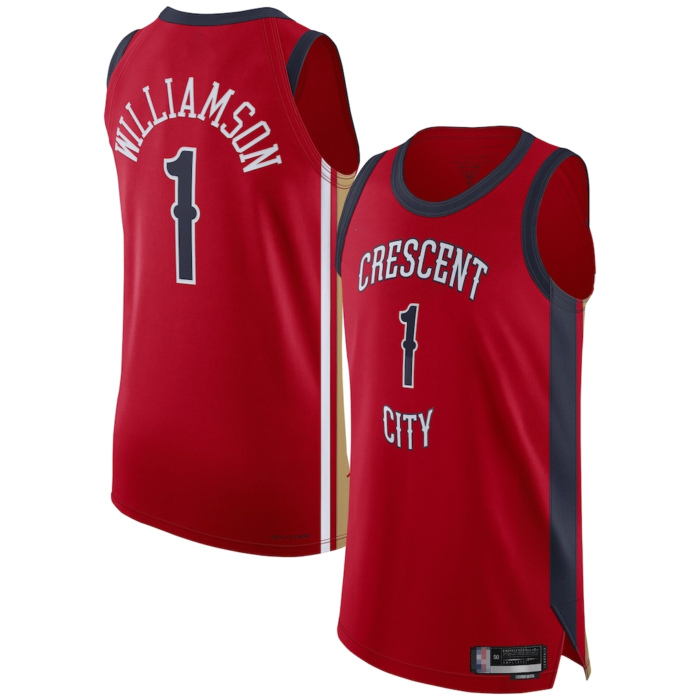 harde NO.Pelicans #1 Zion Williamson Red Authentic Stitched Jerseys- Statement Edition