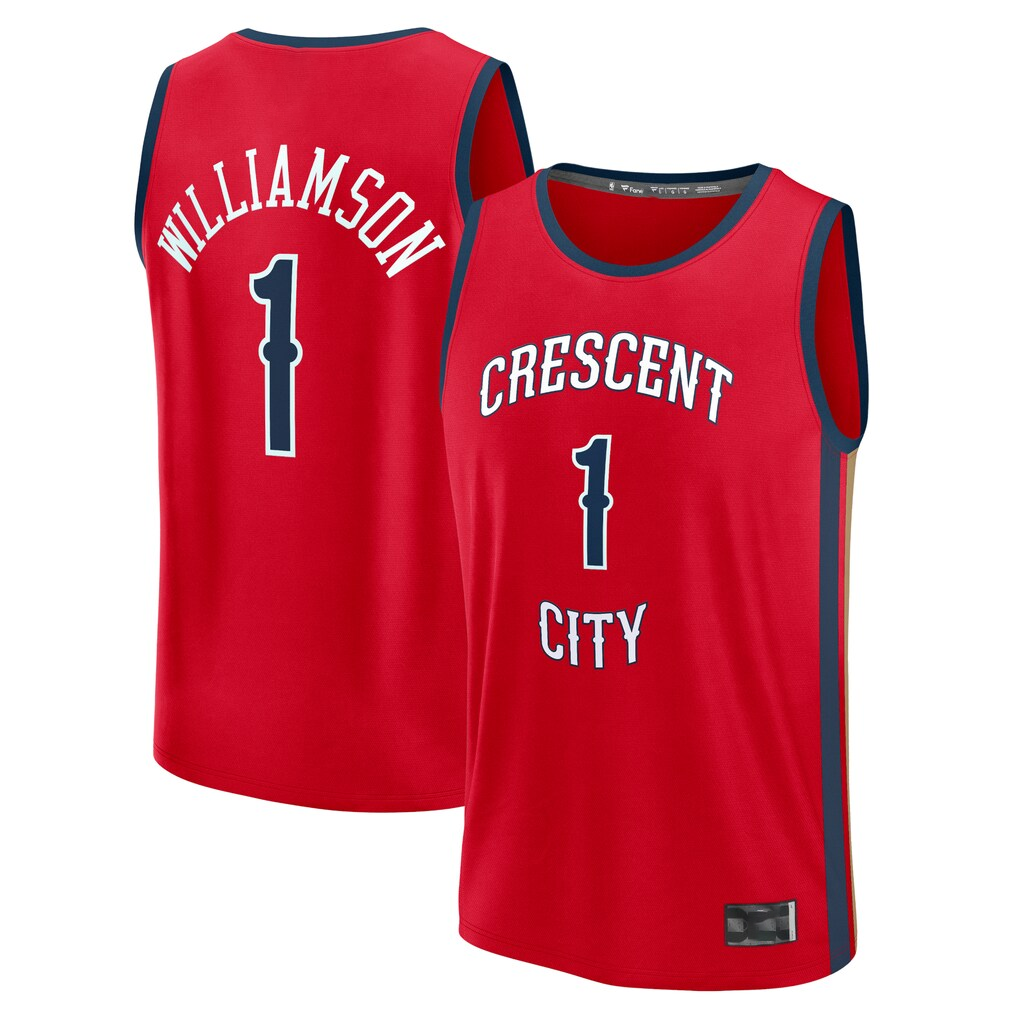 harde NO.Pelicans #1 Zion Williamson Red Fast Break Replica Player Stitched Jerseys- Statement Edition