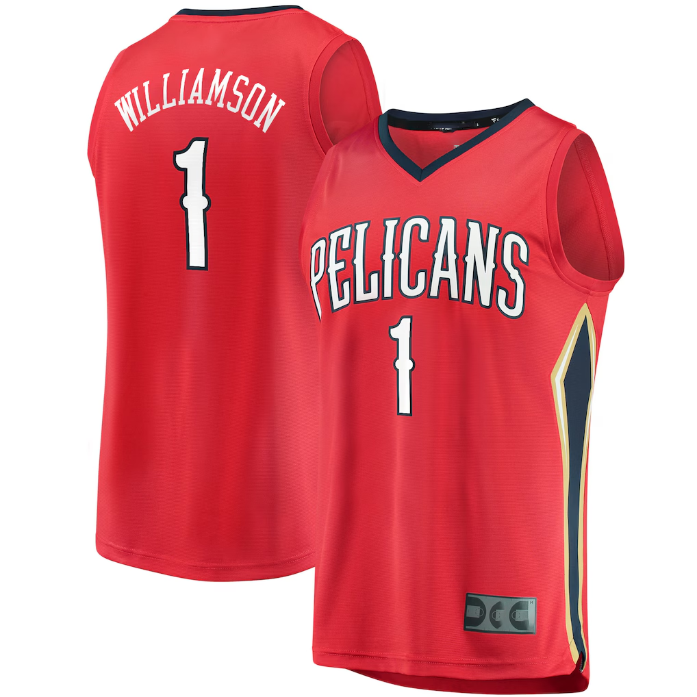 harde NO.Pelicans #1 Zion Williamson Red Replica Fast Break Stitched Jerseys- Statement Edition