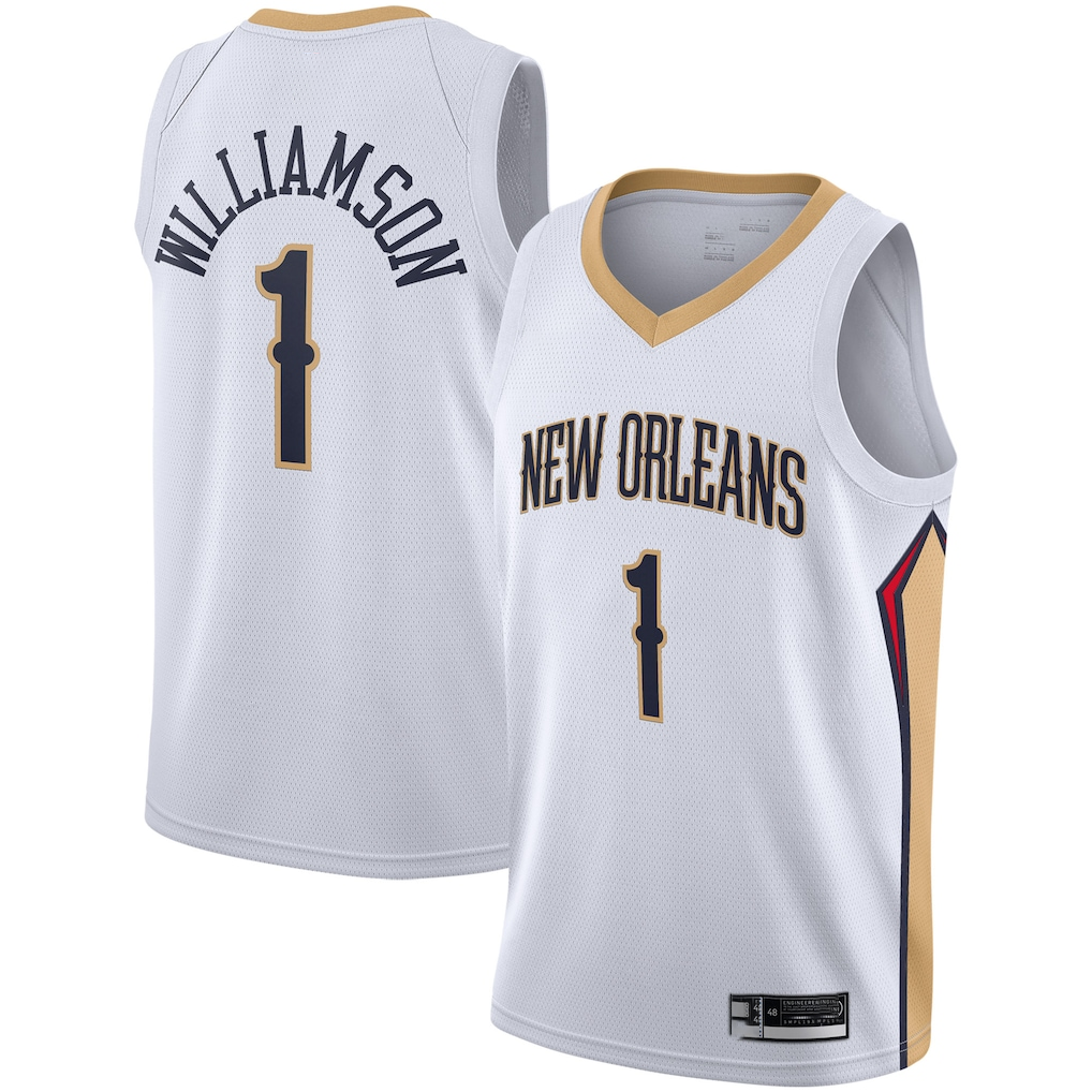 harde NO.Pelicans #1 Zion Williamson White 2019-2020 Swingman Stitched Jerseys- Association Edition