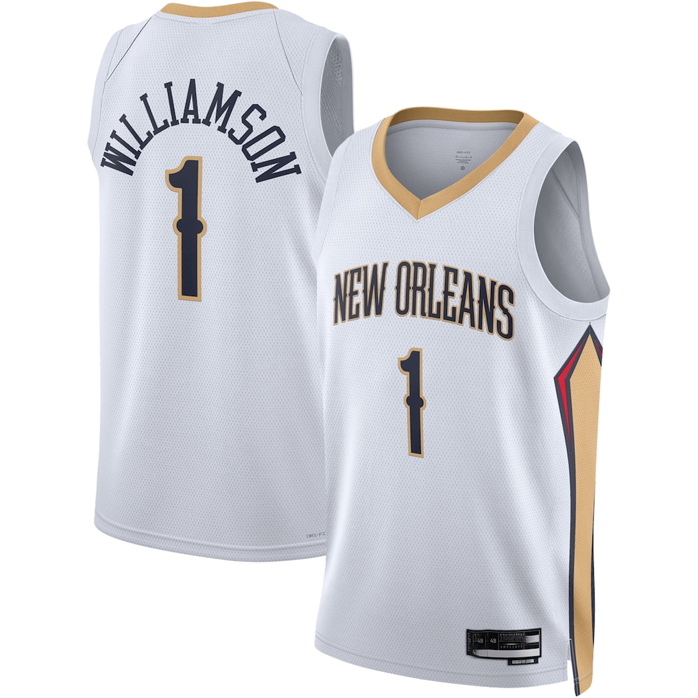 harde NO.Pelicans #1 Zion Williamson White Swingman Stitched Jerseys- Association Edition