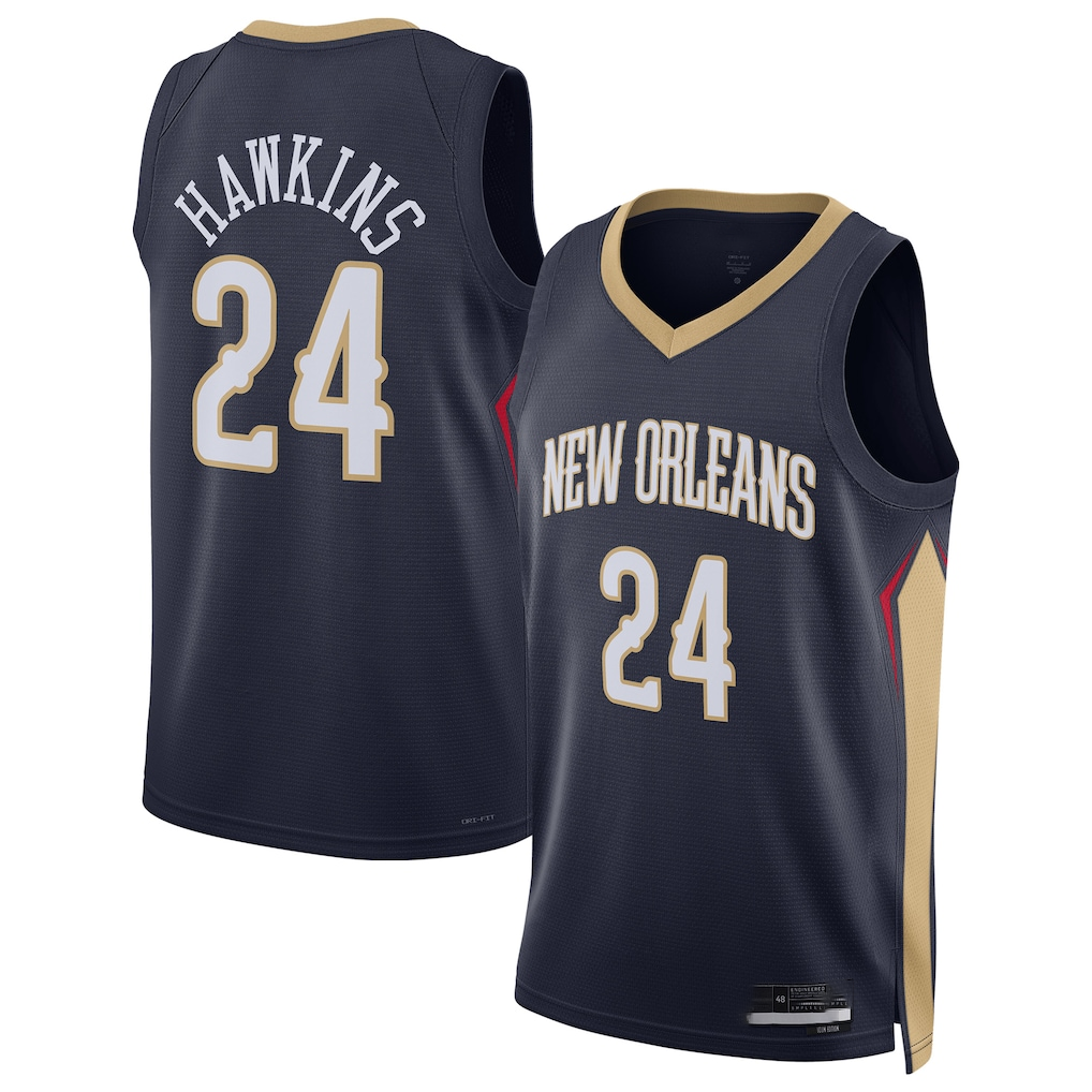 harde NO.Pelicans #24 Jordan Hawkins Navy Swingman Stitched Jerseys- Icon Edition