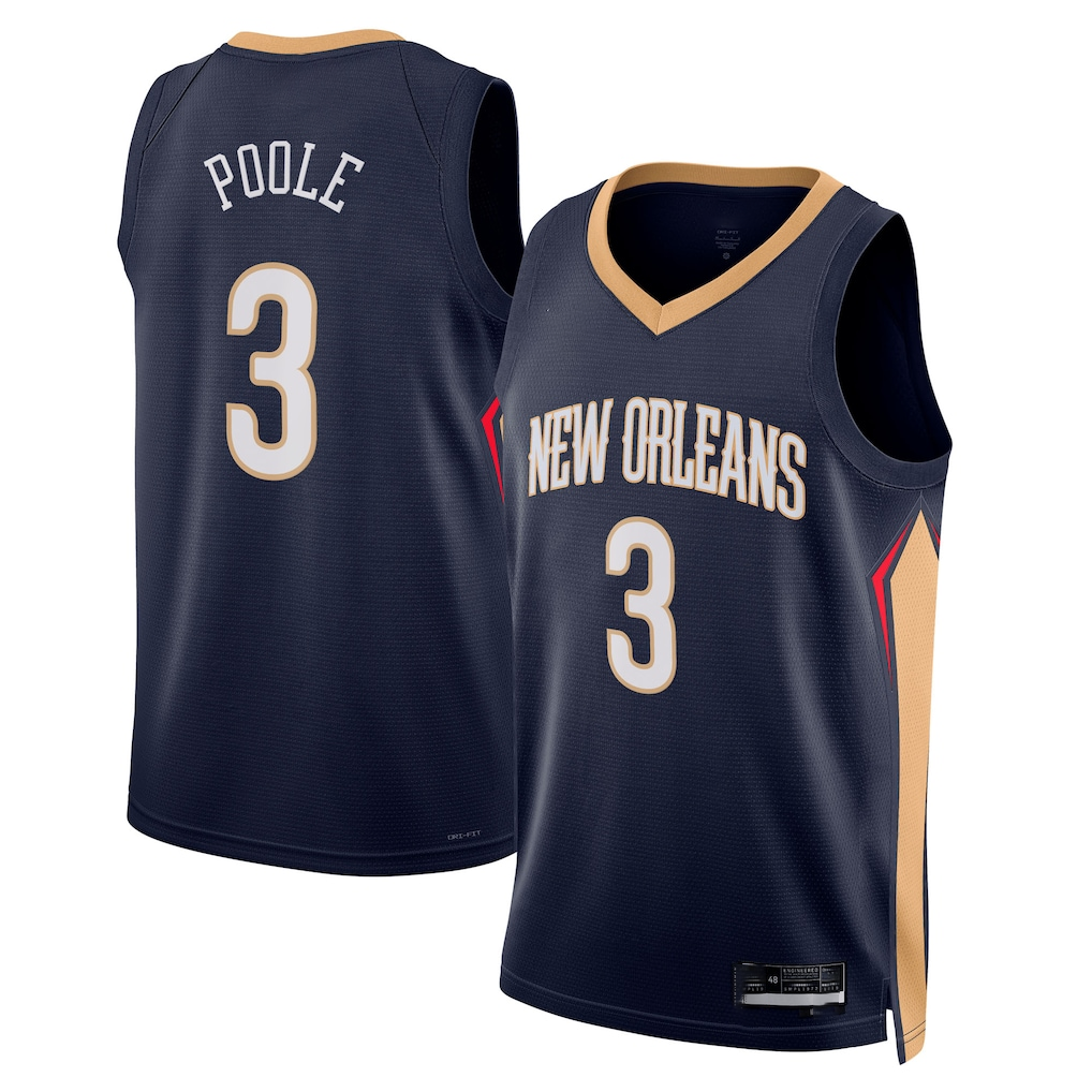 harde NO.Pelicans #3 Jordan Poole Navy Swingman Stitched Jerseys- Icon Edition