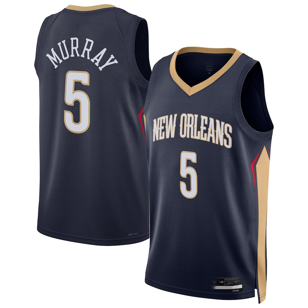 harde NO.Pelicans #5 Dejounte Murray Navy 2024 Offseason Addition Swingman Stitched Jerseys