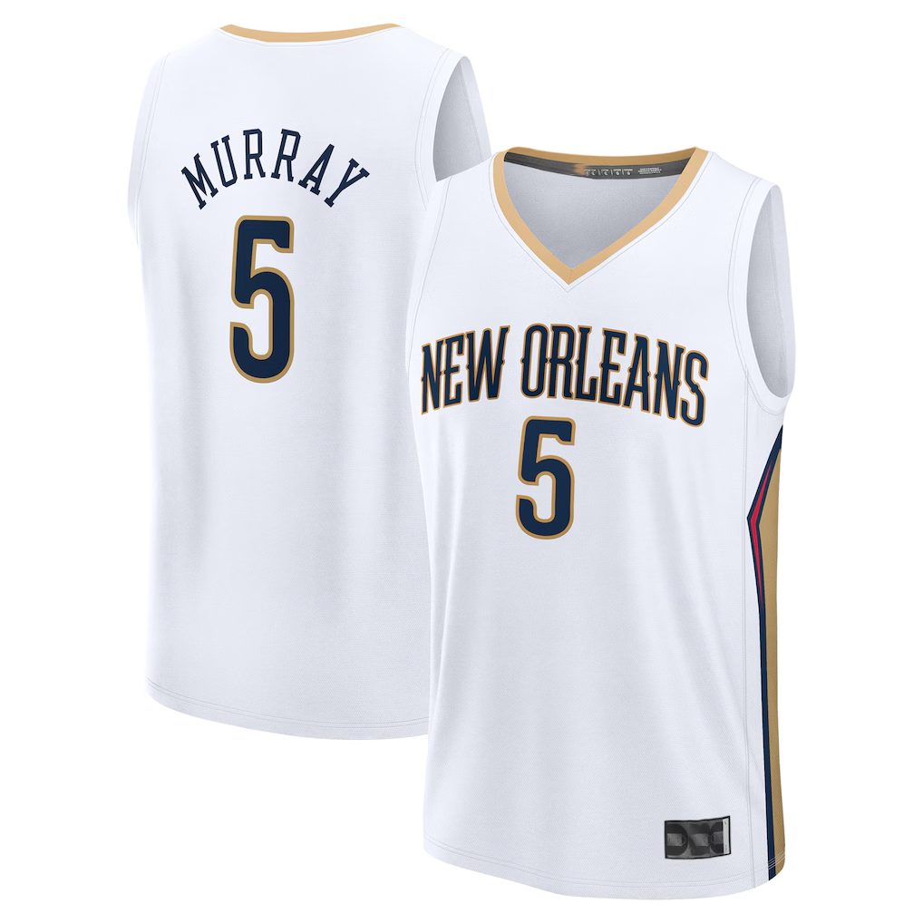 harde NO.Pelicans #5 Dejounte Murray White Fast Break Replica Player Stitched Jerseys- Association Edition
