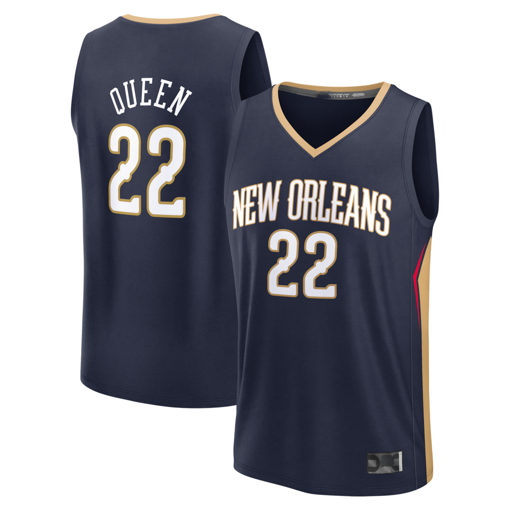 harde NO.Pelicans #22 Derik Queen Navy Fast Break Replica Stitched Jerseys- Icon Edition