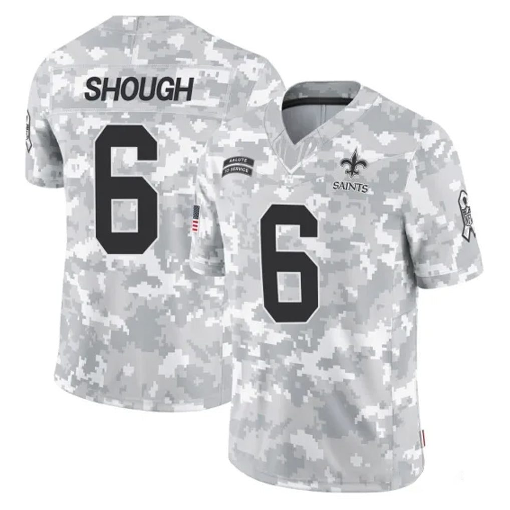 harde NO.Saints #6 Tyler Shough Player Arctic Camo Salute To Service Limited Game Stitched Jerseys