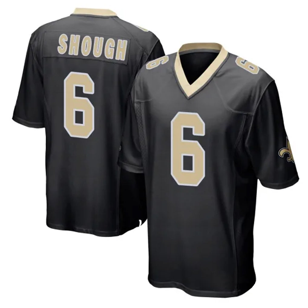 harde NO.Saints #6 Tyler Shough Player Black Home Game Stitched Jerseys