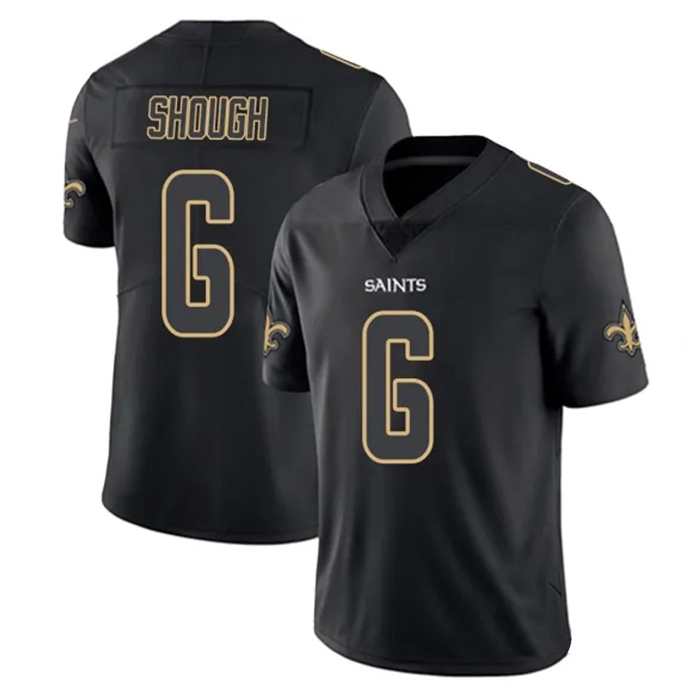 harde NO.Saints #6 Tyler Shough Player Black Impact Limited Home Game Stitched Jerseys
