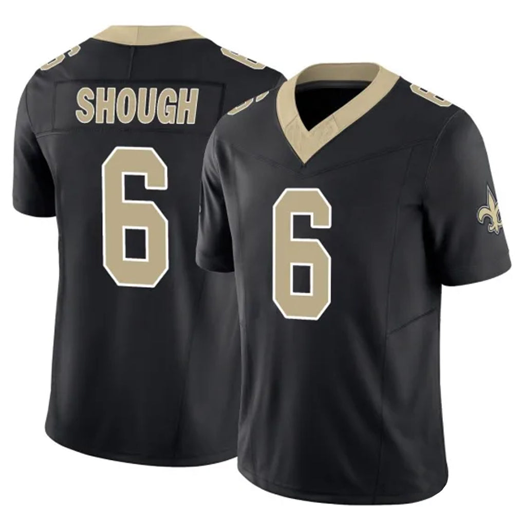 harde NO.Saints #6 Tyler Shough Player Black Limited Vapor F.U.S.E. Home Game Stitched Jerseys