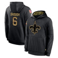 harde NO.Saints #6 Tyler Shough Player Black Salute to Service Hoodies Limited Game Stitched Jerseys