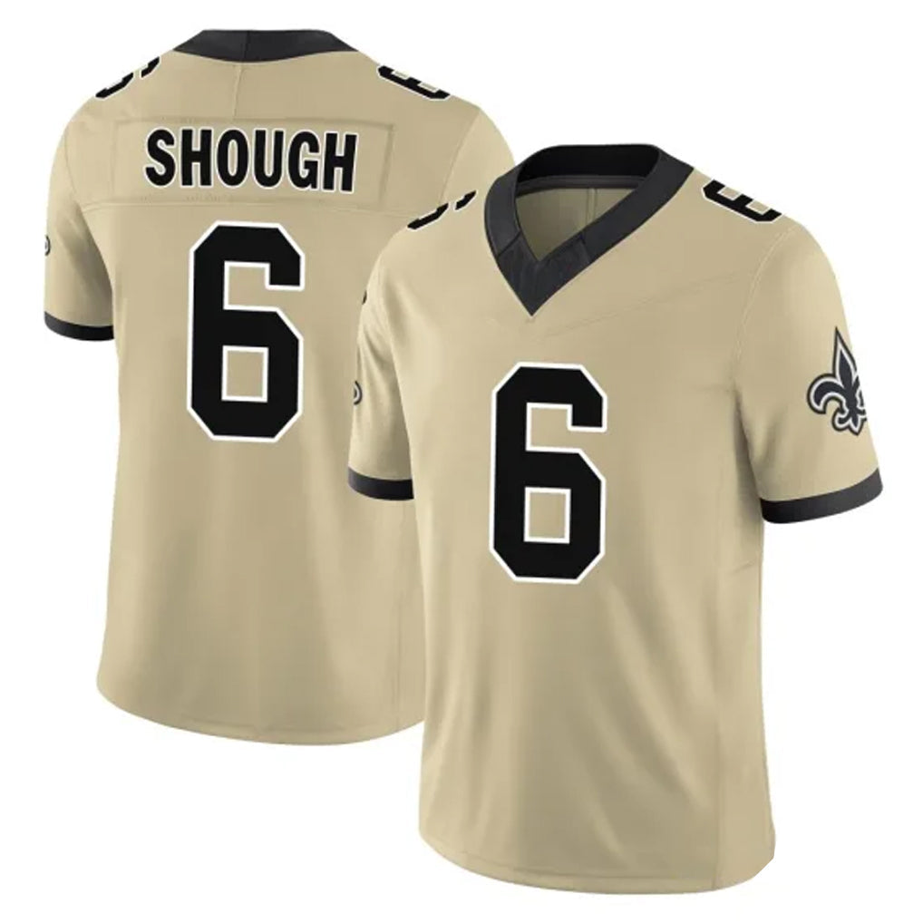 harde NO.Saints #6 Tyler Shough Player Gold Limited Vapor F.U.S.E. Home Game Stitched Jerseys