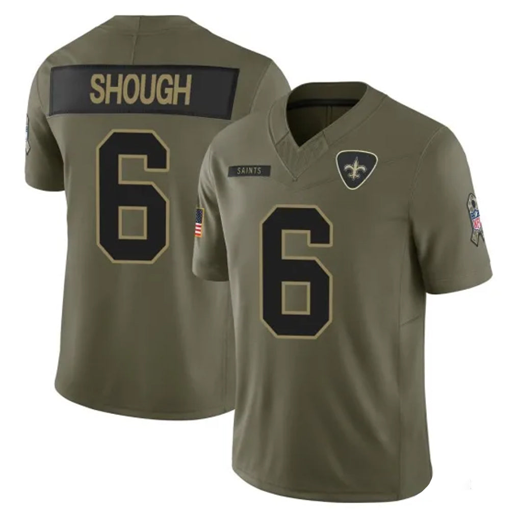 harde NO.Saints #6 Tyler Shough Player Olive 2025 Salute To Service Limited Stitched Jerseys