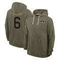 harde NO.Saints #6 Tyler Shough Player Olive Salute to Service Pullover Hoodies Limited Stitched Jerseys