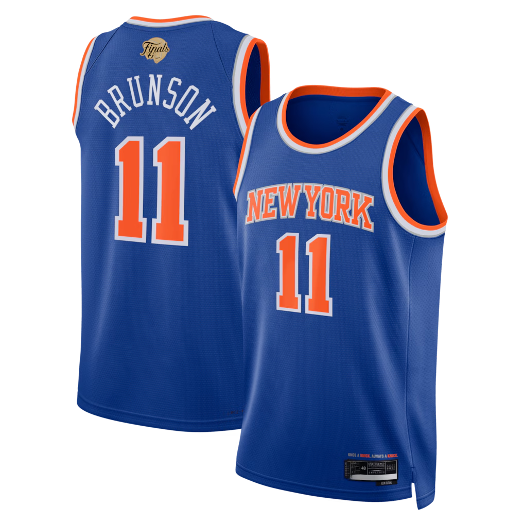 harde NY.Knicks #11 Jalen Brunson  Blue 2026  Finals Patch Swingman Jerseys - Icon Edition