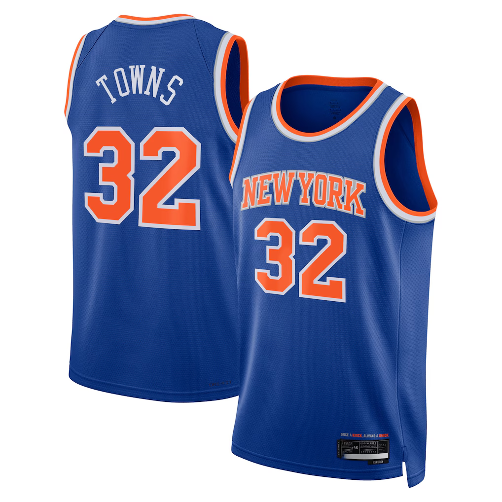 harde NY.Knicks #32 Karl-Anthony Towns Blue Swingman Jerseys - Icon Edition