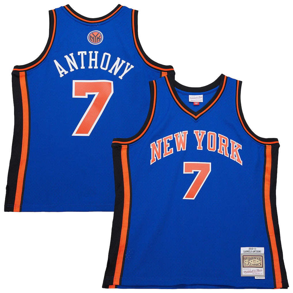harde NY.Knicks #7 Carmelo Anthony Mitchell & Ness Blue 201011 Swingman Jerseys