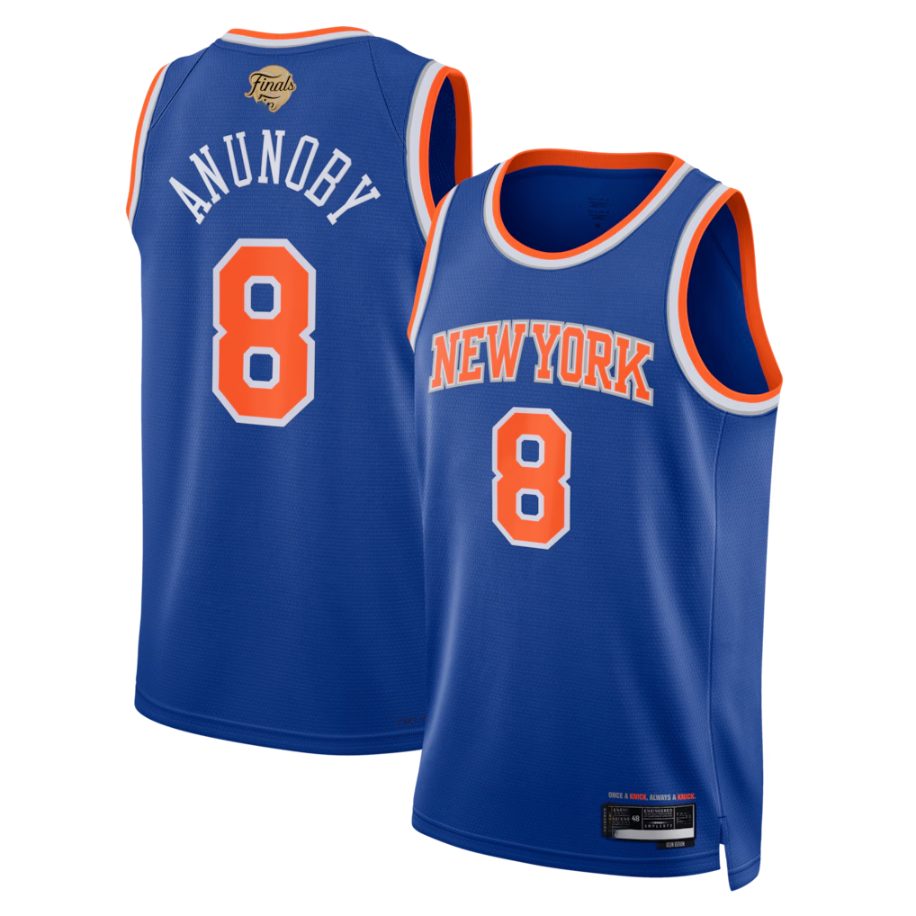 harde NY.Knicks #8 OG Anunoby Blue 2026  Finals Patch Swingman Jerseys - Icon Edition