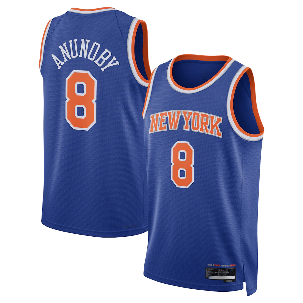 harde NY.Knicks #8 OG Anunoby Blue Swingman Jerseys - Icon Edition