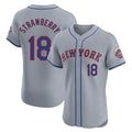 harde NY.Mets #18 Darryl Strawberry Player Gray Road Limited Elite Home Stitched Jerseys