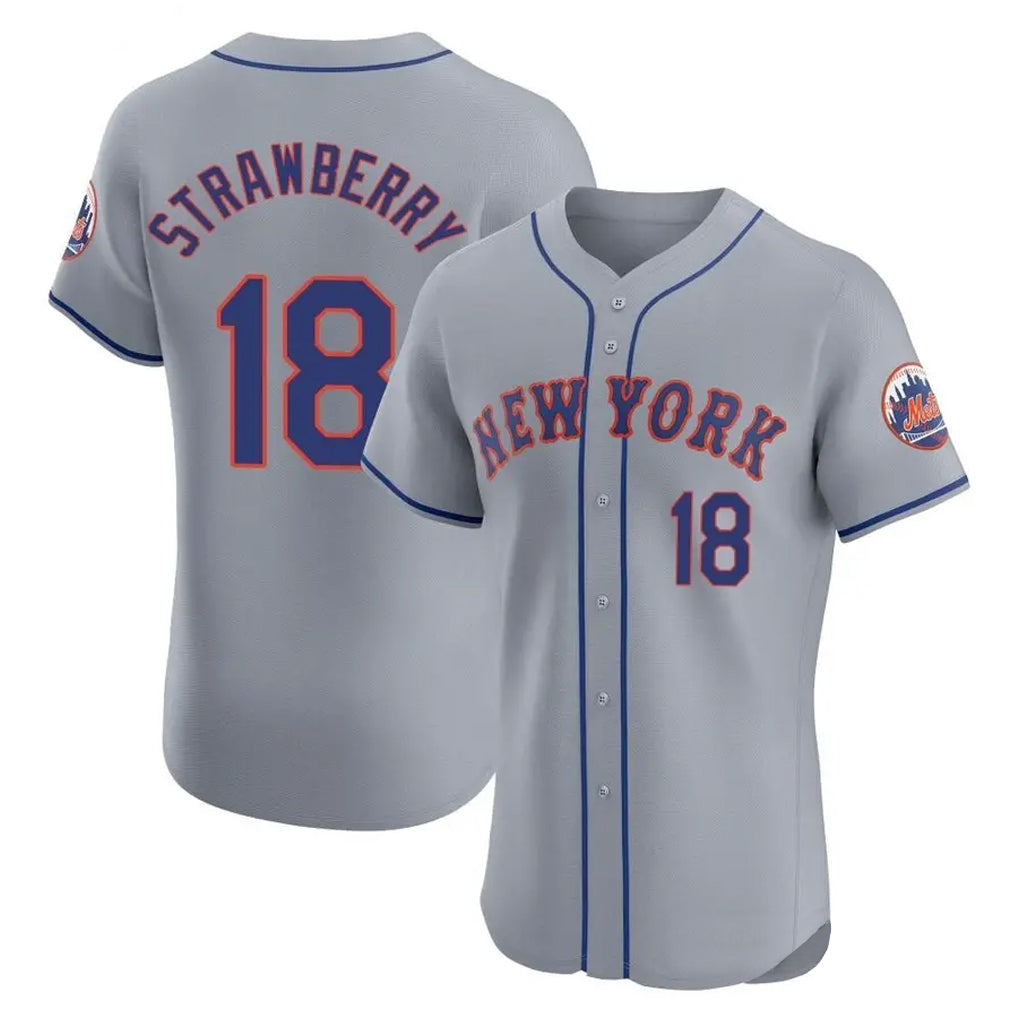 harde NY.Mets #18 Darryl Strawberry Player Gray Road Limited Elite Home Stitched Jerseys